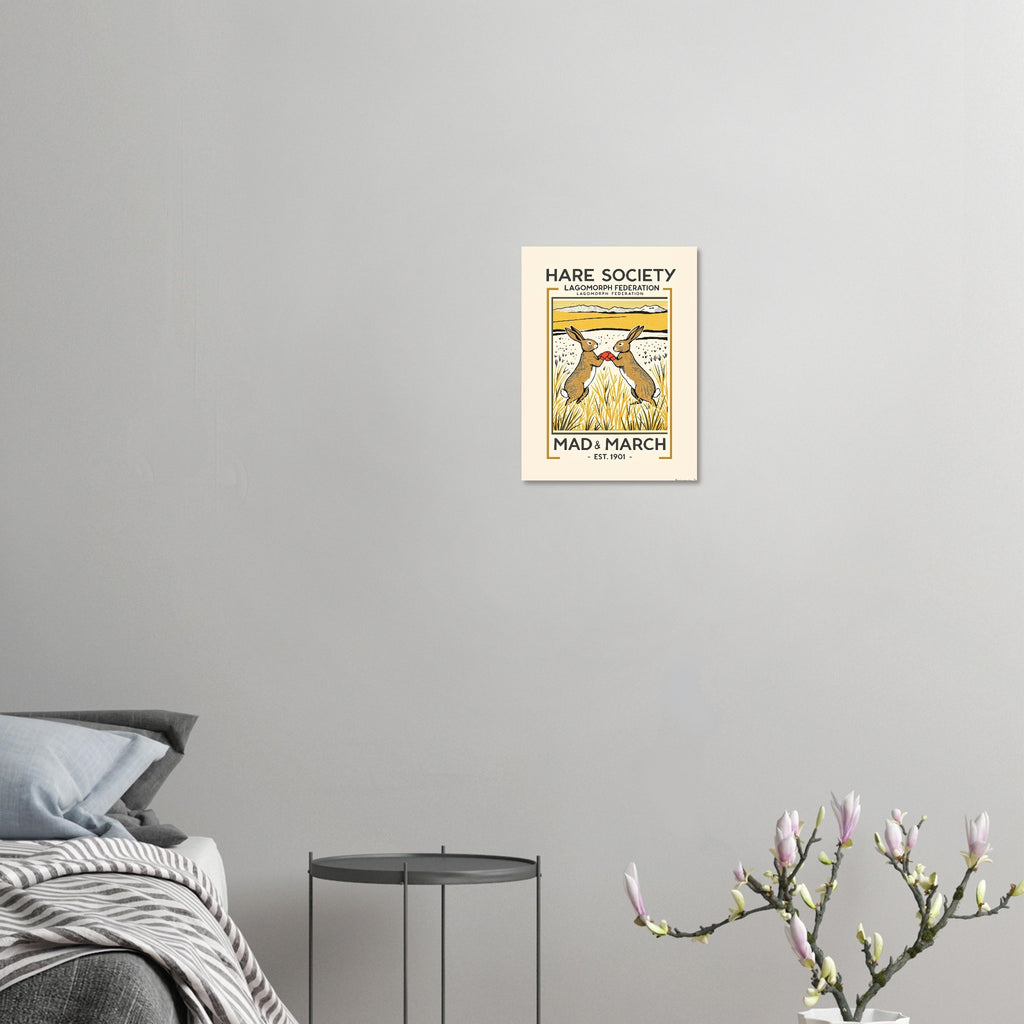 Hare Society Vintage Travel Poster Art Print — detail view | Wild Thread Co