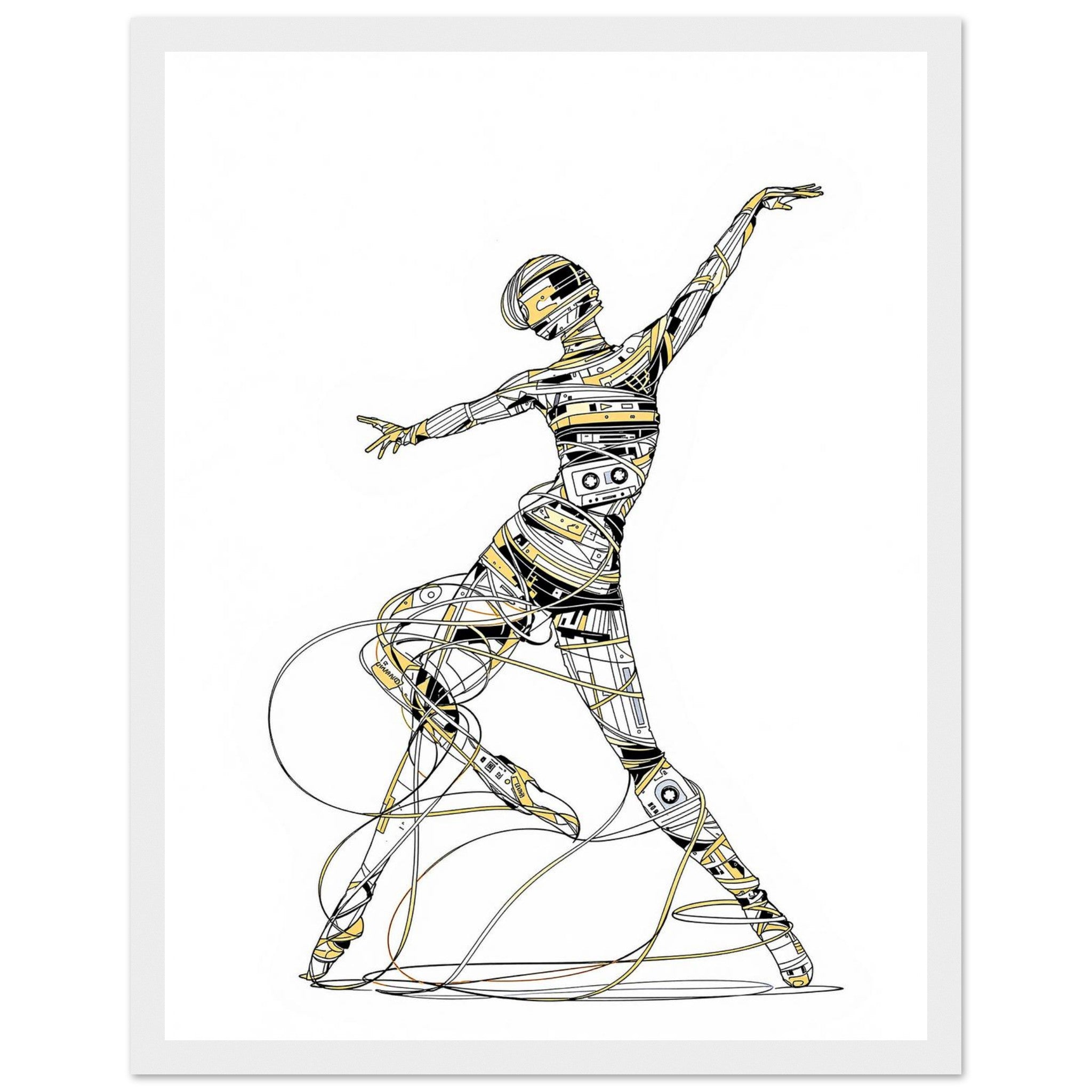 Cassette Tape Dancer Framed Art Print — detail view | Wild Thread Co
