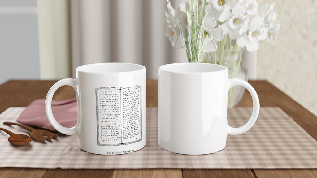 Bothy Book Register Page Mug — detail view | Wild Thread Co