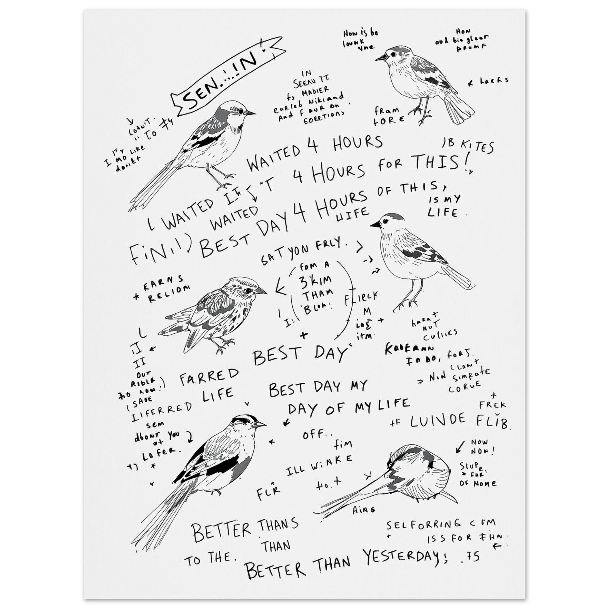Birdwatcher Field Notebook A1 Art Print Poster Wall Art UK — Art Print | Wild Thread Co