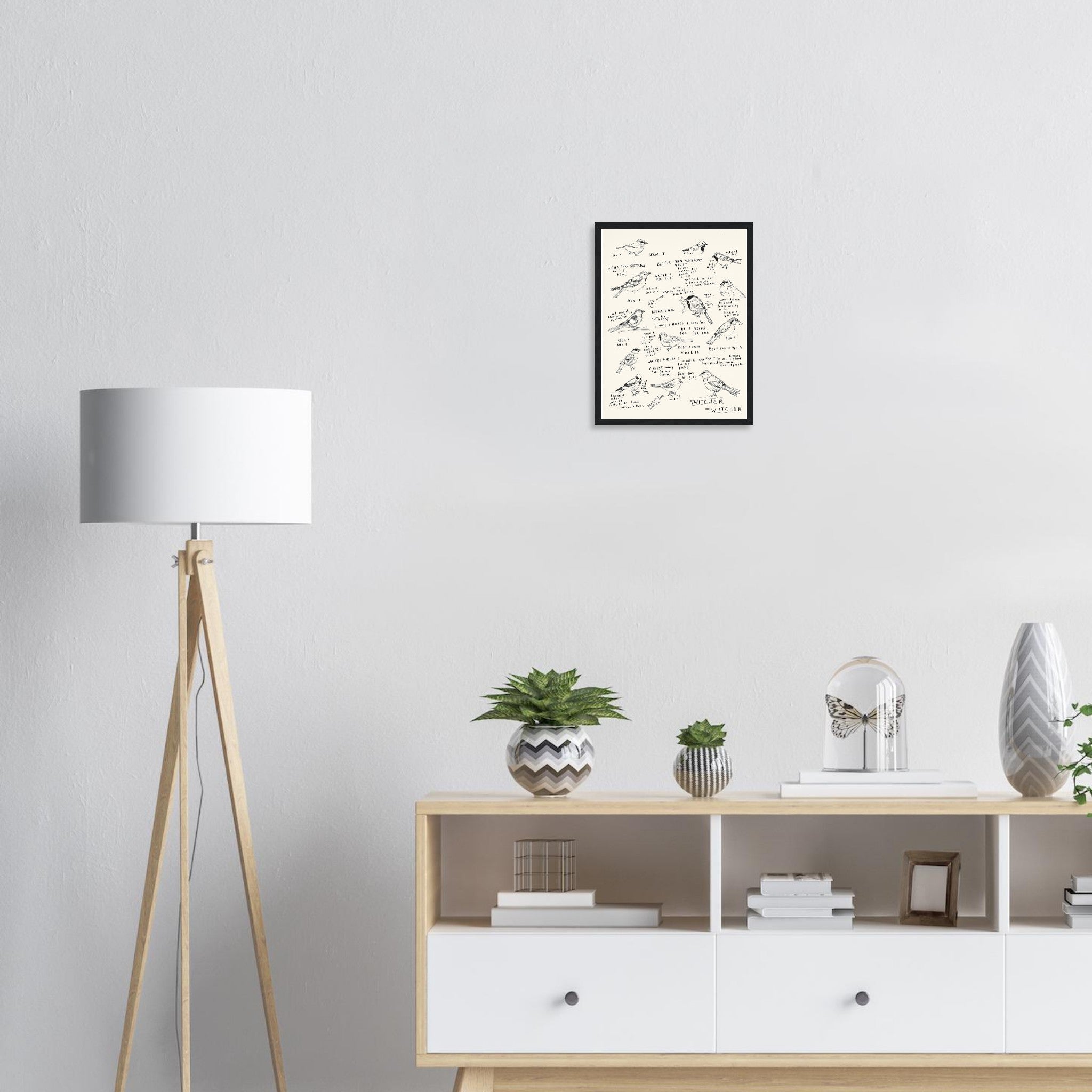 Gorpcore Birdwatching Obsession Framed Print Wall Art Ready to Hang Framed Art Print — detail view | Wild Thread Co