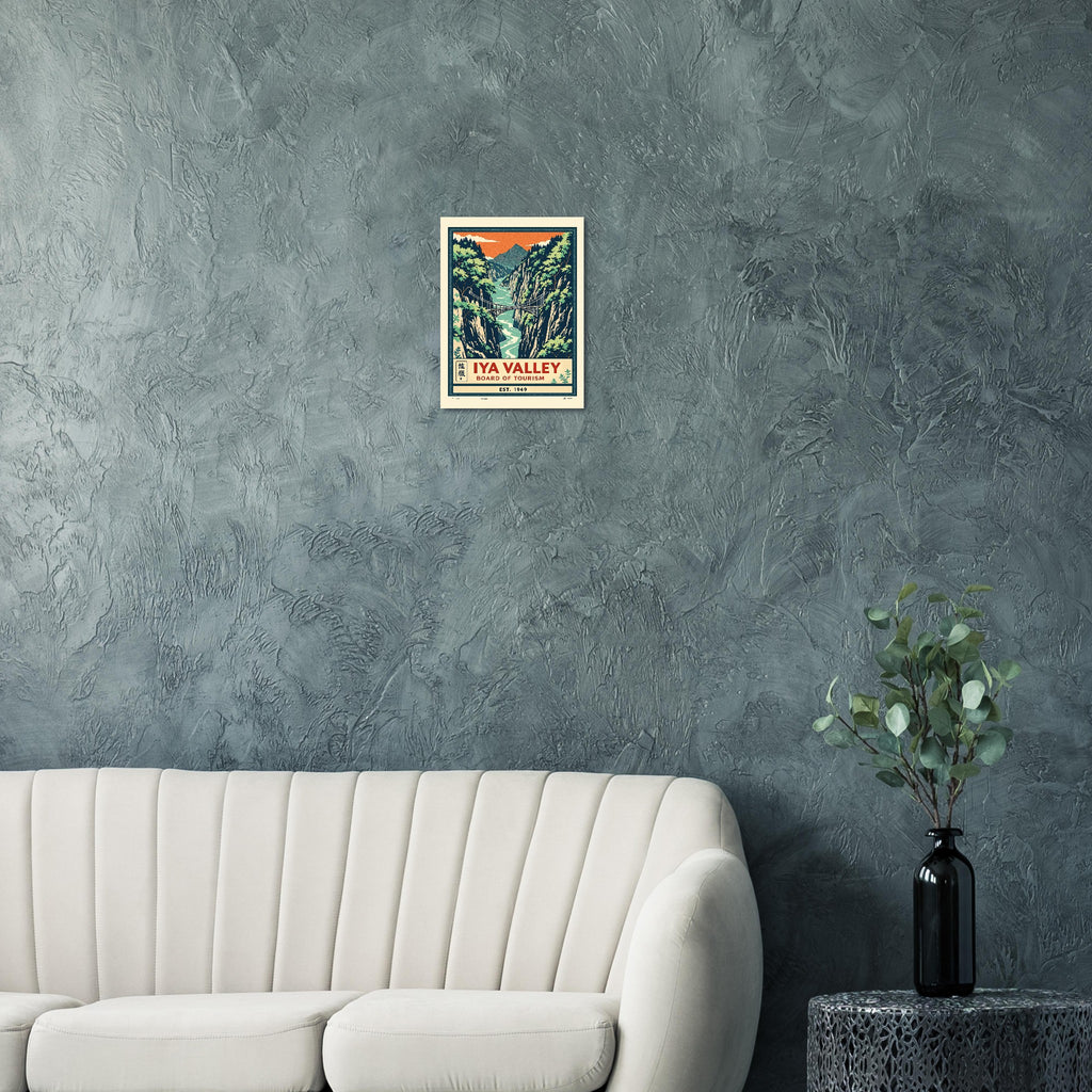 Iya Valley Vintage Travel Poster Art Print — detail view | Wild Thread Co
