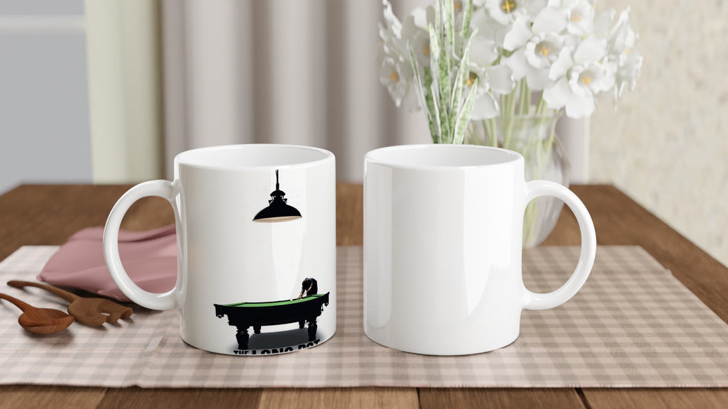 The Long Pot Snooker Shirt Mug — detail view | Wild Thread Co