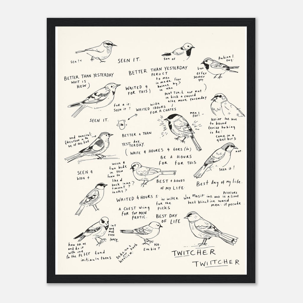 Gorpcore Birdwatching Obsession Framed Print Wall Art Ready to Hang Framed Art Print — detail view | Wild Thread Co