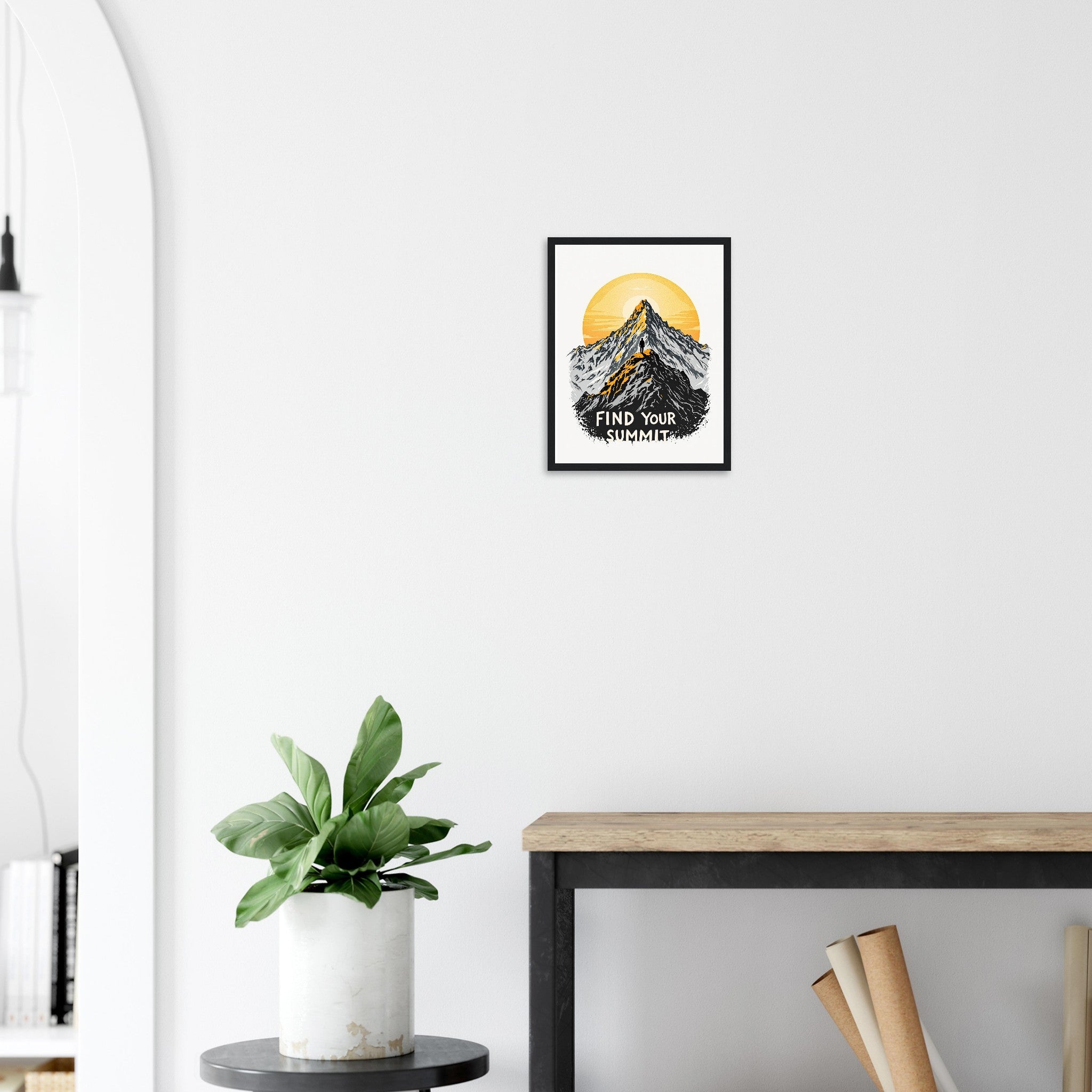 Mountain Summit Framed Print Wall Art Ready to Hang UK Framed Art Print — detail view | Wild Thread Co