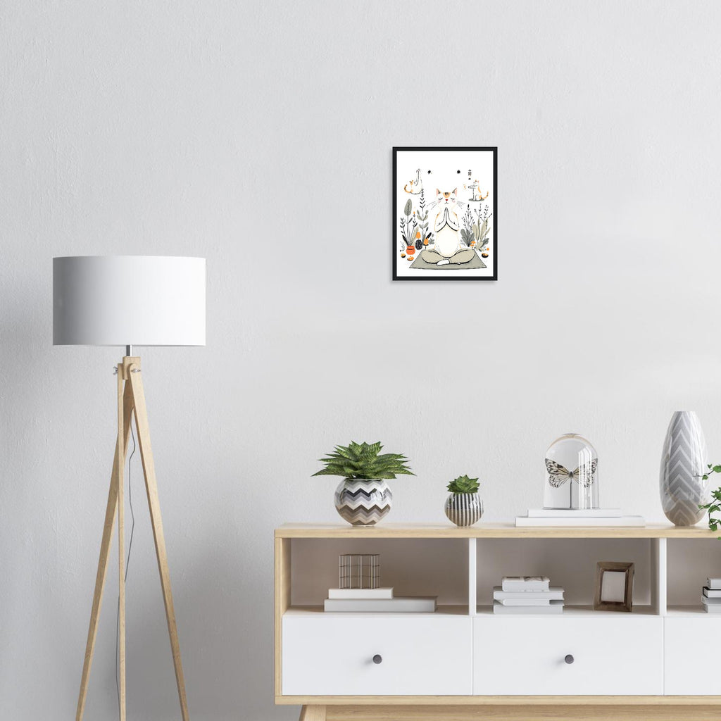 Cat Yoga Poses Art Framed Print Wall Art Ready to Hang UK Framed Art Print — detail view | Wild Thread Co