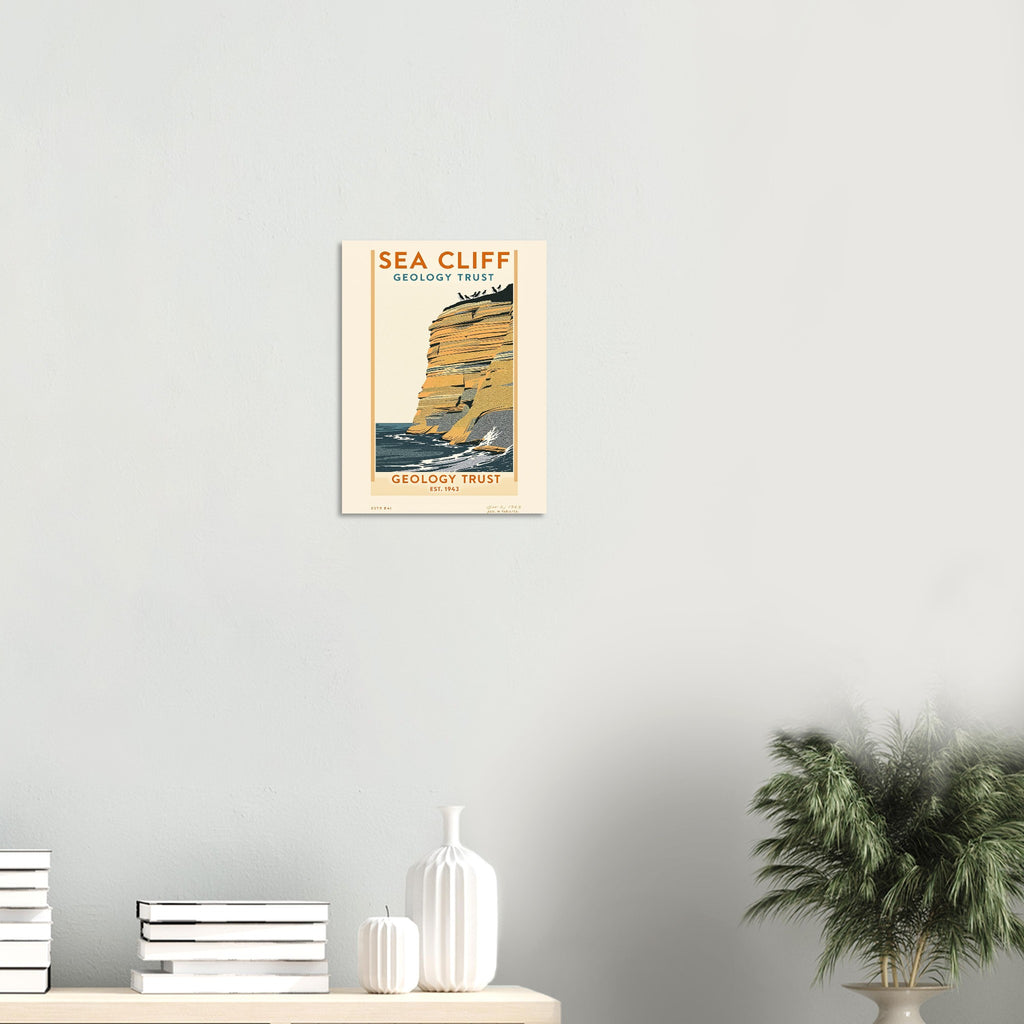 Sea Cliff Vintage Travel Poster Art Print — detail view | Wild Thread Co