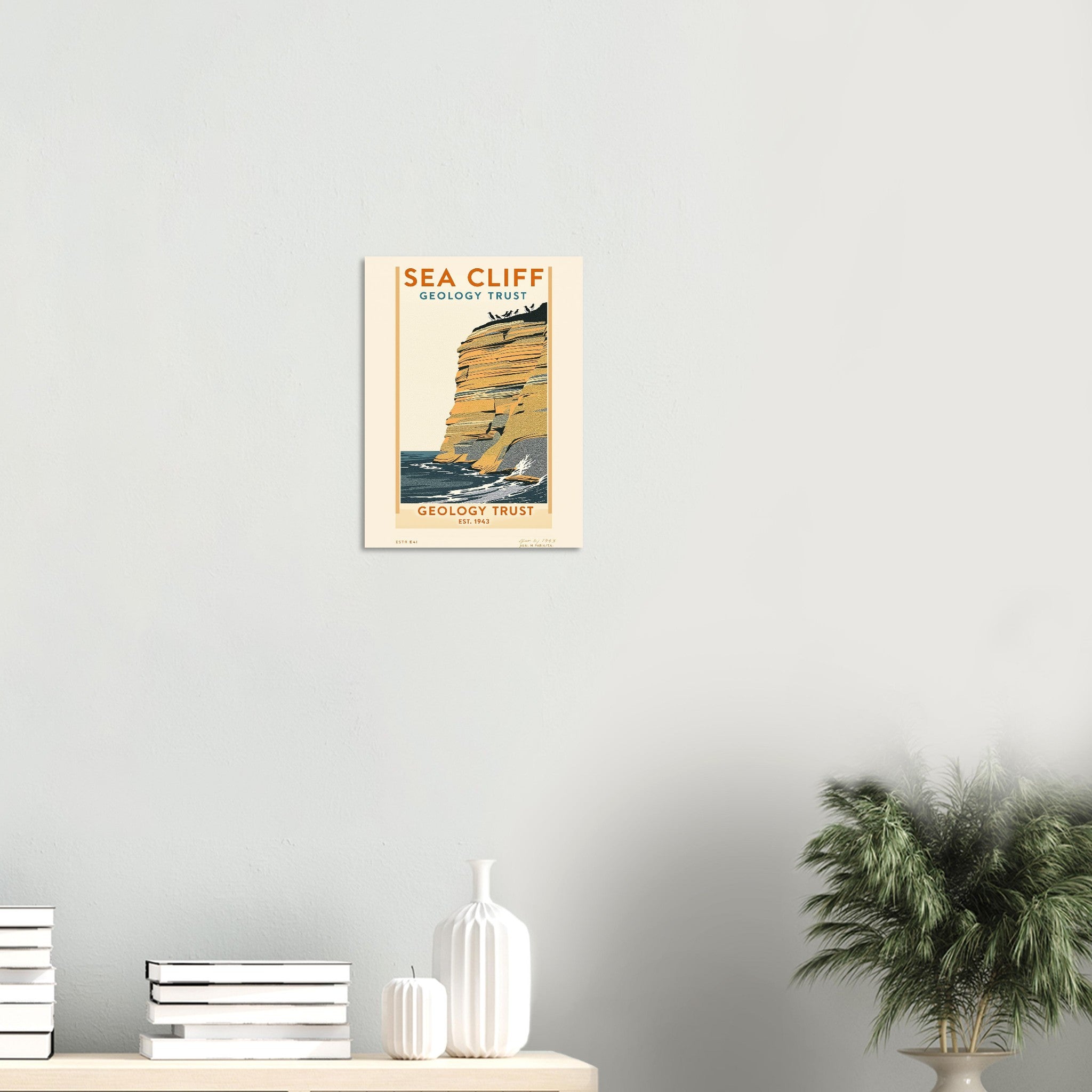 Sea Cliff Vintage Travel Poster Art Print — detail view | Wild Thread Co