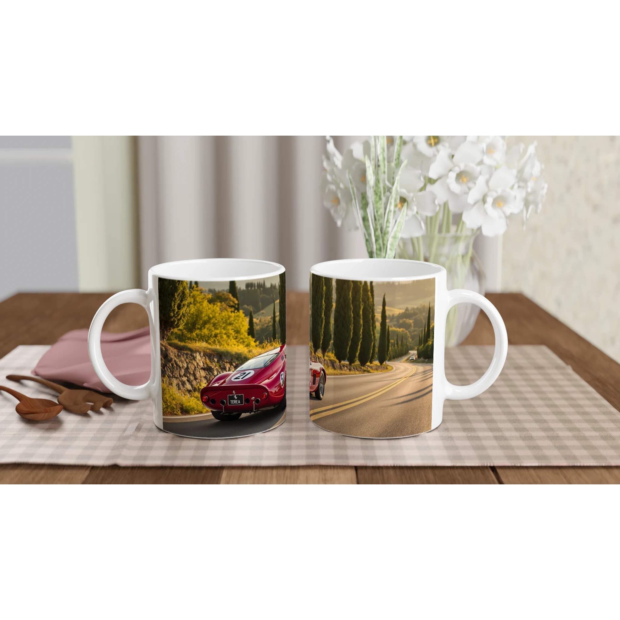 Ferrari 250 GTO Art Coffee Print Material — detail view | Wild Thread Co
