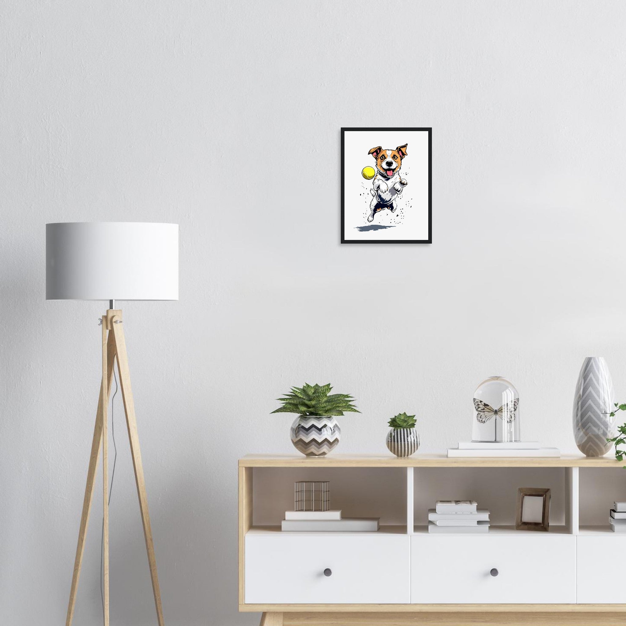 Jack Russell Terrier Framed Print Wall Art Ready to Hang UK Framed Art Print — detail view | Wild Thread Co