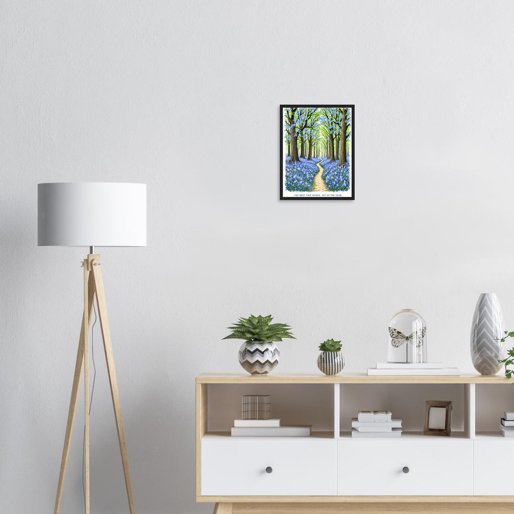 Bluebell Wood Ancient Oak Framed Print Wall Art Ready to Hang UK Framed Art Print — detail view | Wild Thread Co