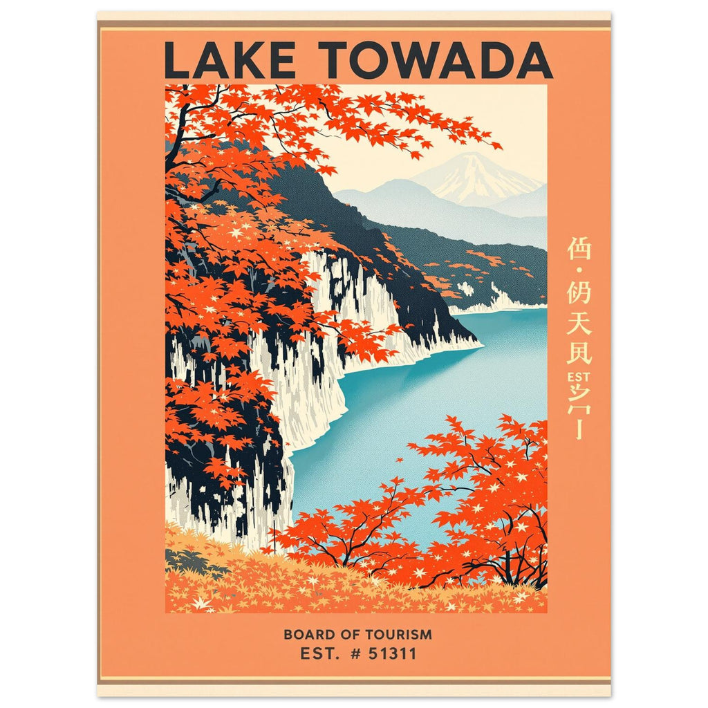Lake Towada Vintage Travel Poster Art Print — detail view | Wild Thread Co