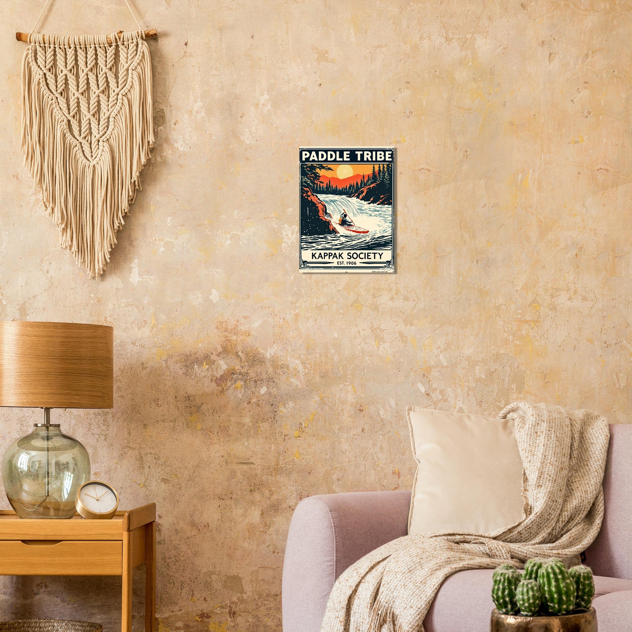 Paddle Tribe Vintage Travel Poster Art Print — detail view | Wild Thread Co