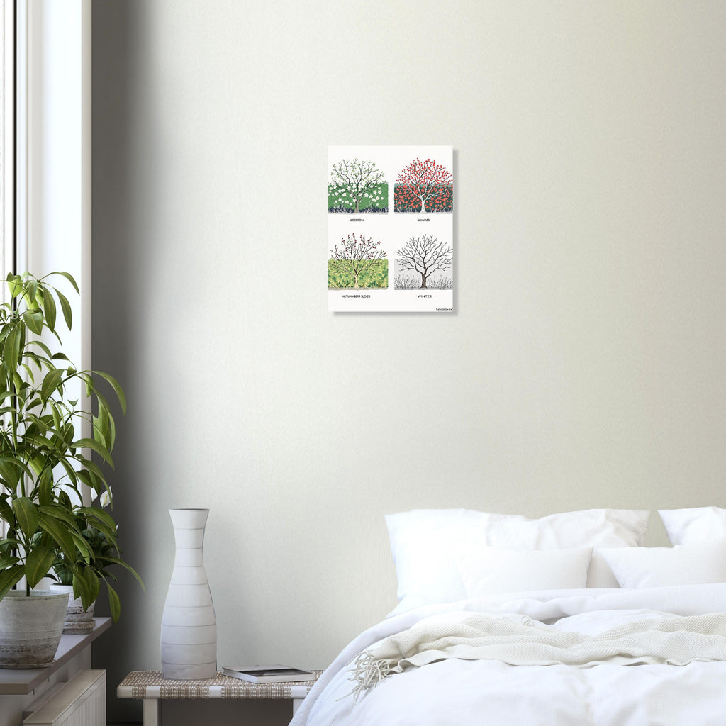 Hedgerow Four Seasons Panel A1 Art Print Art Print — detail view | Wild Thread Co