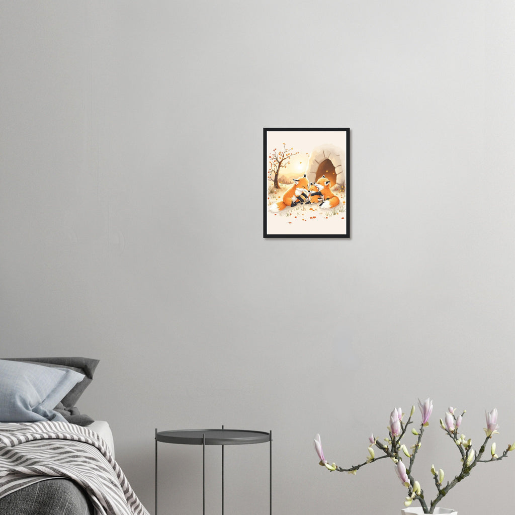 Fox Cubs Playing Framed Print Wall Art Ready to Hang UK — Framed Art Print | Wild Thread Co