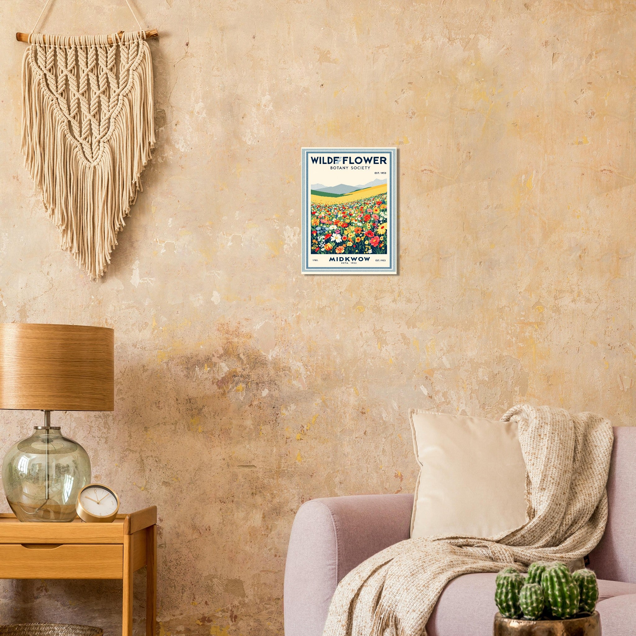 Wildflower Meadow Vintage Travel Poster Art Print — detail view | Wild Thread Co