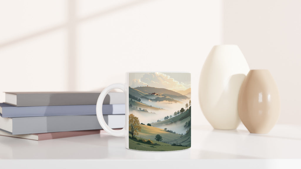 Morning Mist Valley Farm Mug — detail view | Wild Thread Co