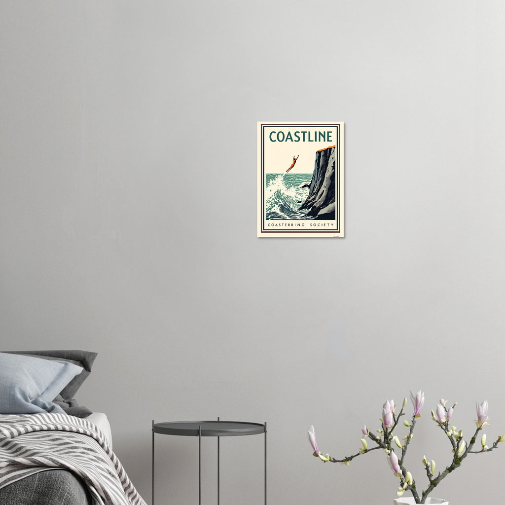 Coastline Vintage Travel Poster Art Print — detail view | Wild Thread Co