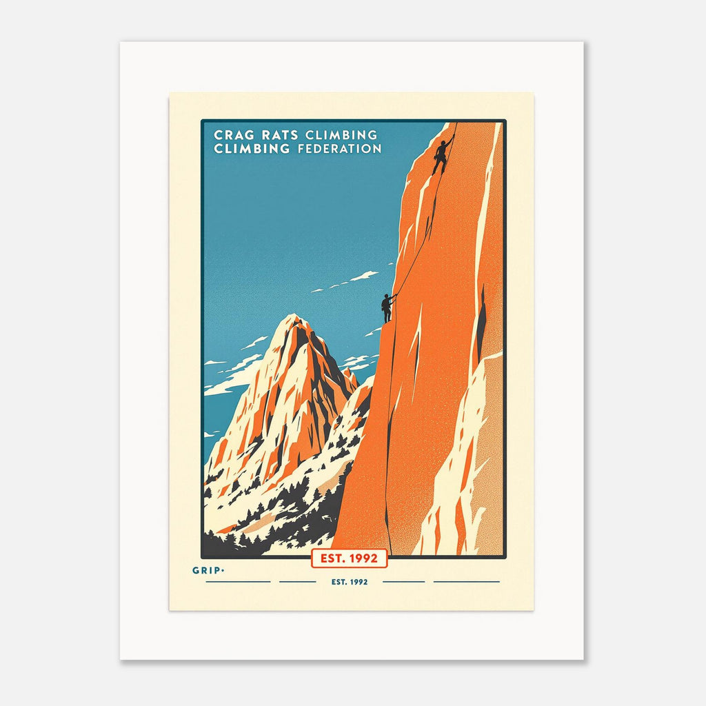Crag Rats Vintage Travel Poster Art Print — detail view | Wild Thread Co