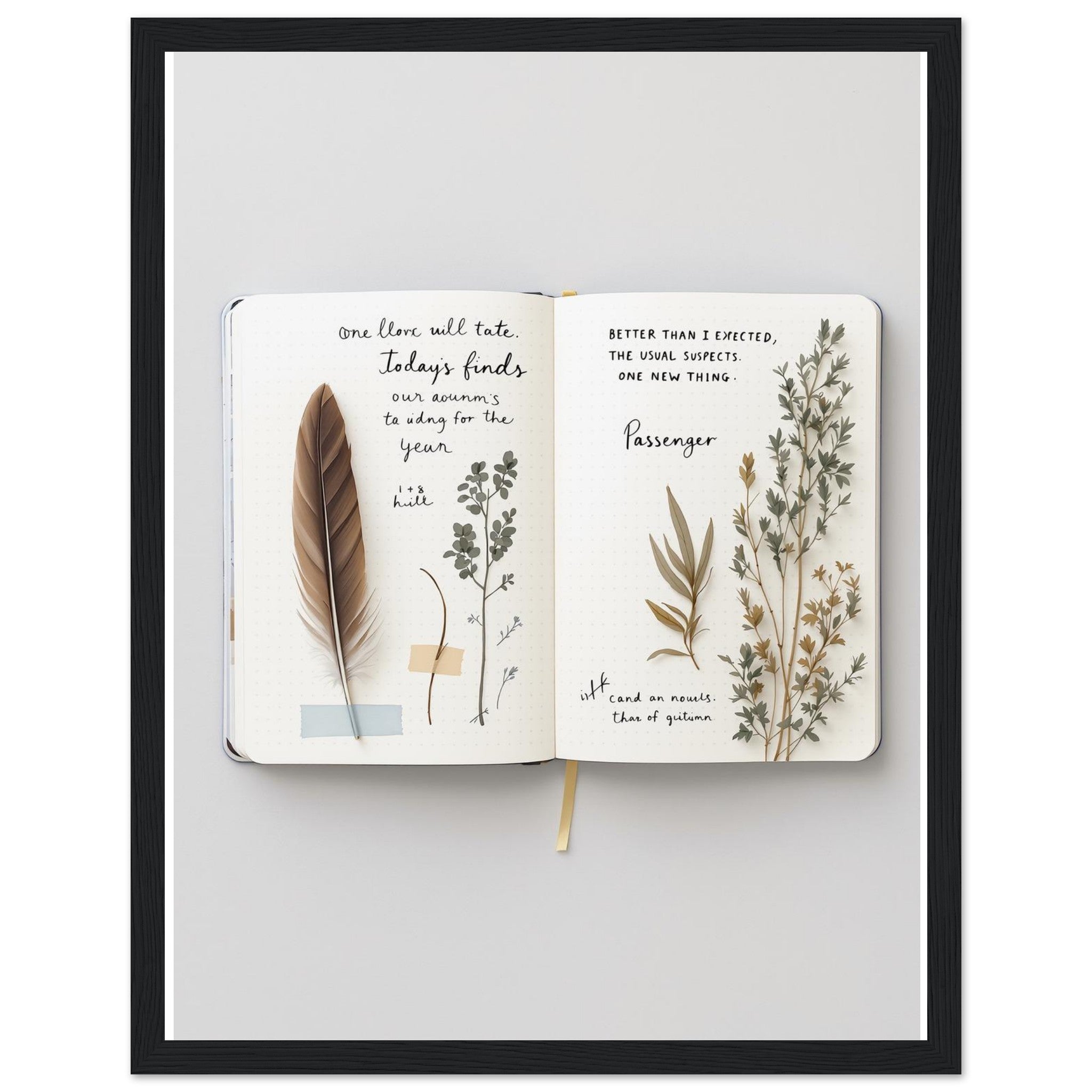 Naturalist Field Journal Sketches Framed Print Wall Art Ready to Hang — Framed Art Print | Wild Thread Co UK
