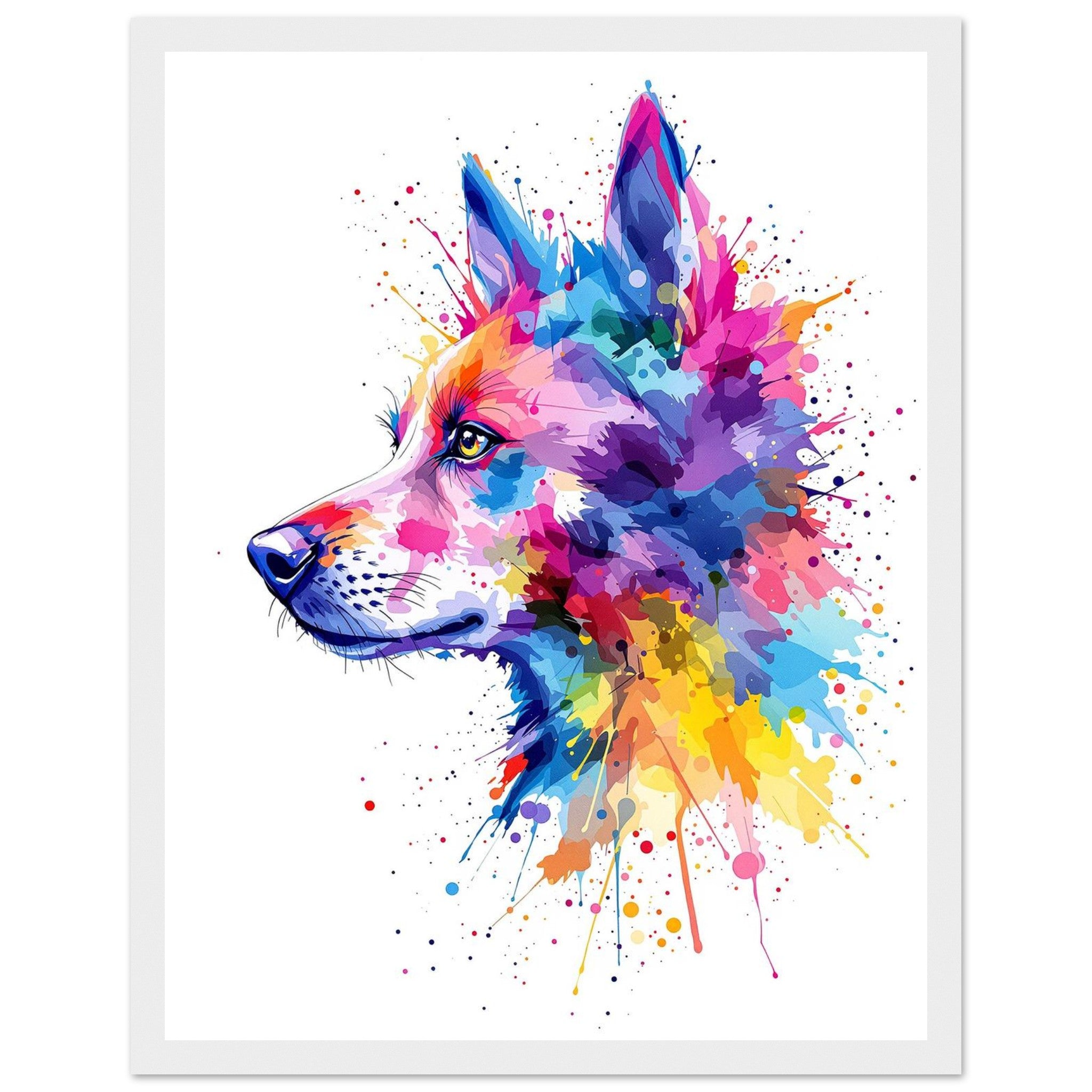 Dog Watercolour Abstract Framed Print Wall Art Ready to Hang UK Framed Art Print — detail view | Wild Thread Co