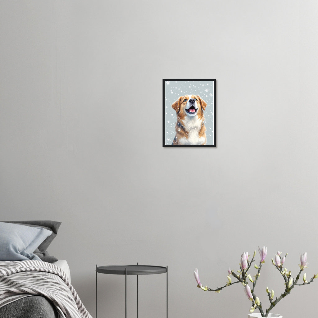 Dog In Snow Framed Art Print — detail view | Wild Thread Co