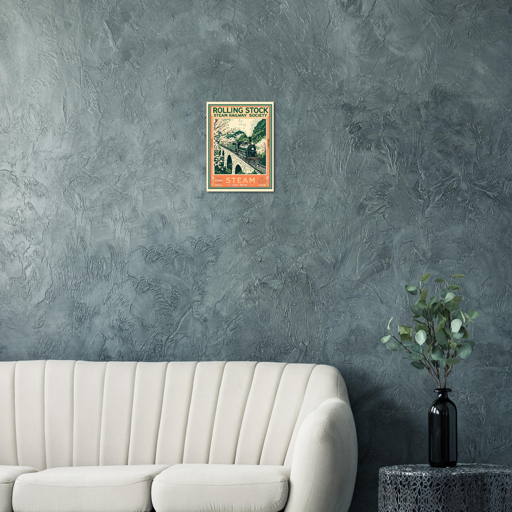 Rolling Stock Vintage Travel Poster Art Print — detail view | Wild Thread Co