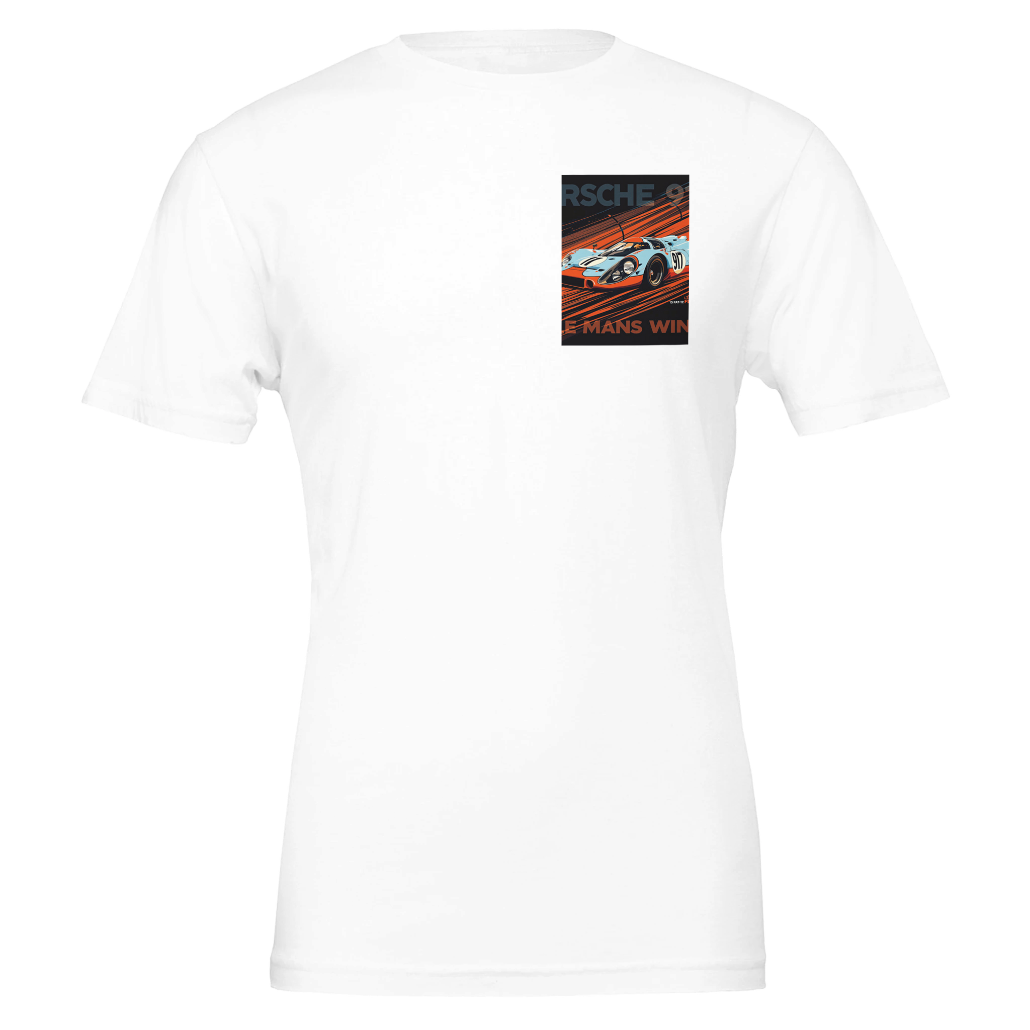 Porsche 917 Gulf Le Mans 1970 T-Shirt — detail view | Wild Thread Co