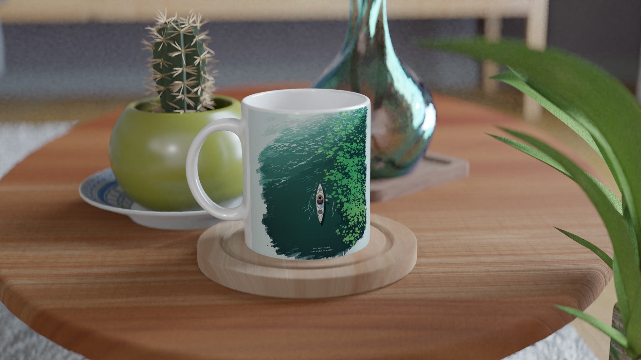 Sea Kayaking Aerial Mug — detail view | Wild Thread Co