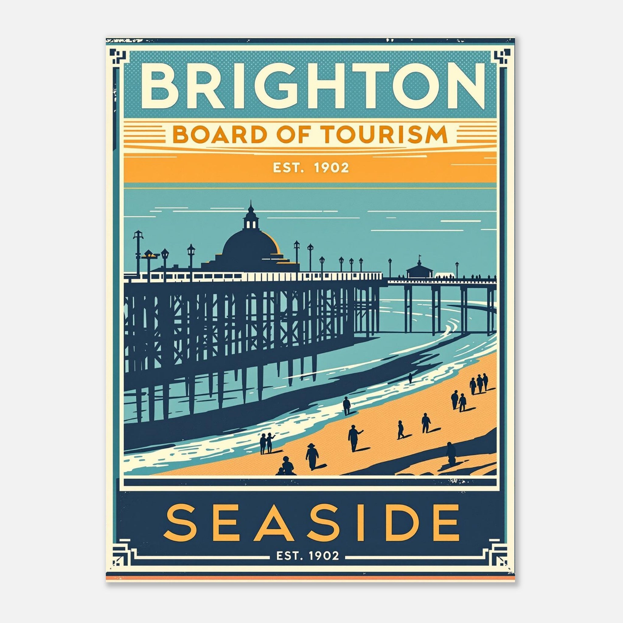 Brighton Vintage Travel Poster Art Print — detail view | Wild Thread Co