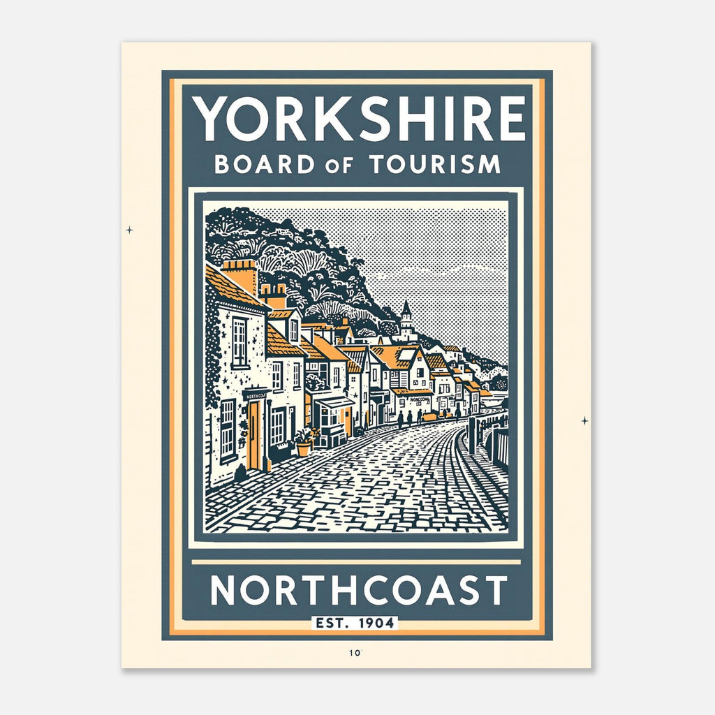 Yorkshire Coast Vintage Travel Poster Art Print — detail view | Wild Thread Co