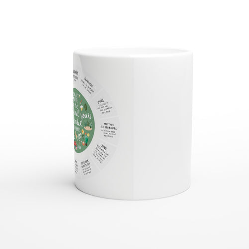 Allotment Circular Seasonal Calendar Mug — detail view | Wild Thread Co