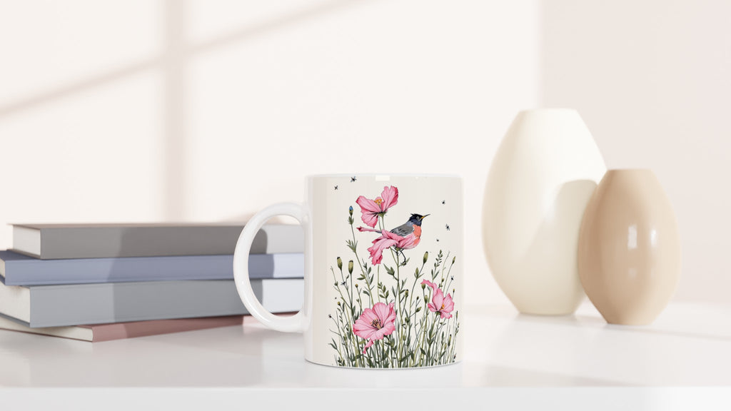 Ragged Robin Wet Meadow Damselflies Mug — detail view | Wild Thread Co