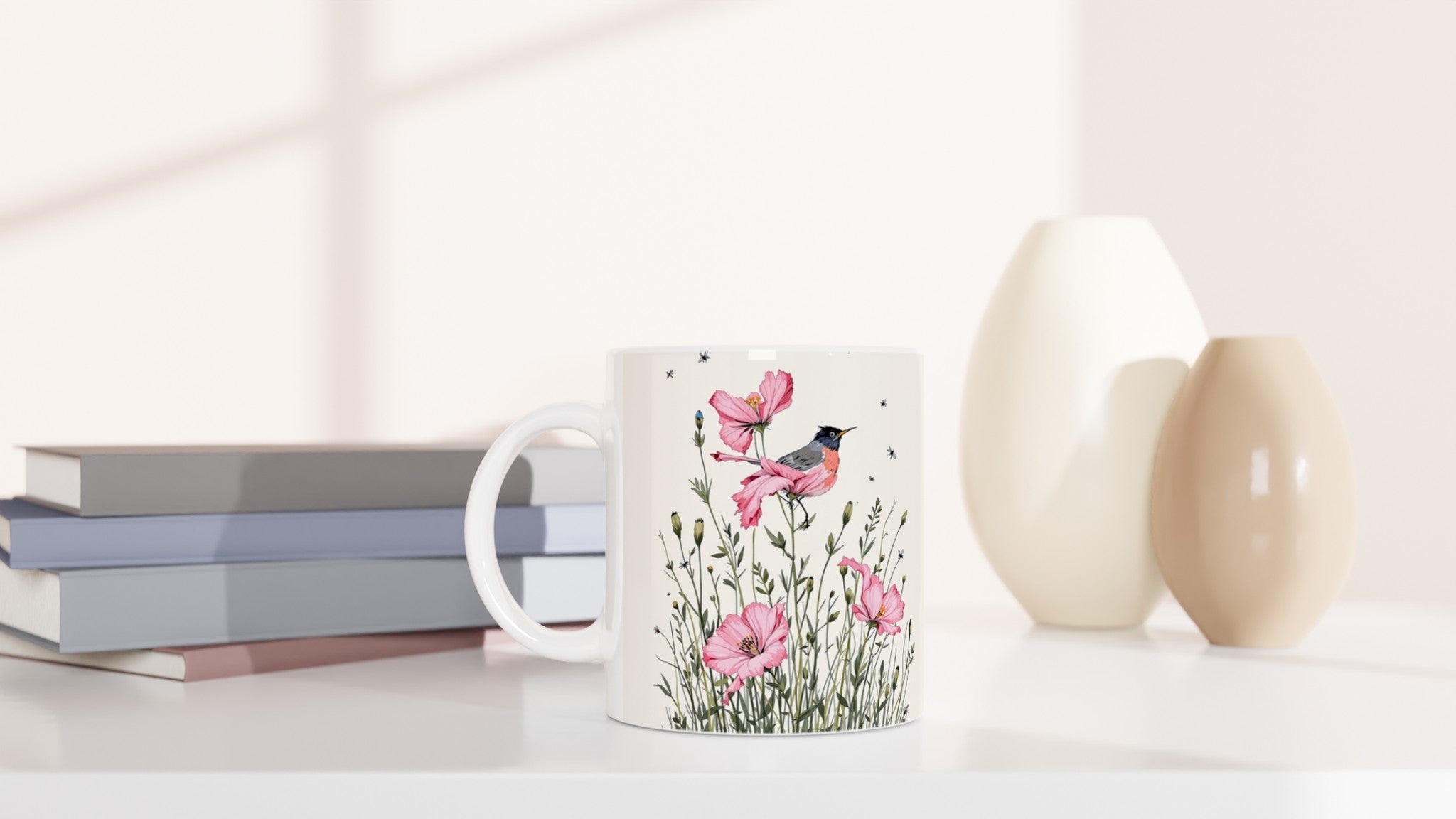Ragged Robin Wet Meadow Damselflies Mug — detail view | Wild Thread Co