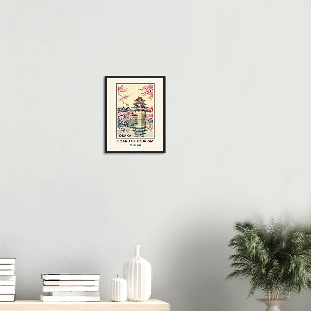 Osaka Vintage Travel Poster Framed Art Print — detail view | Wild Thread Co