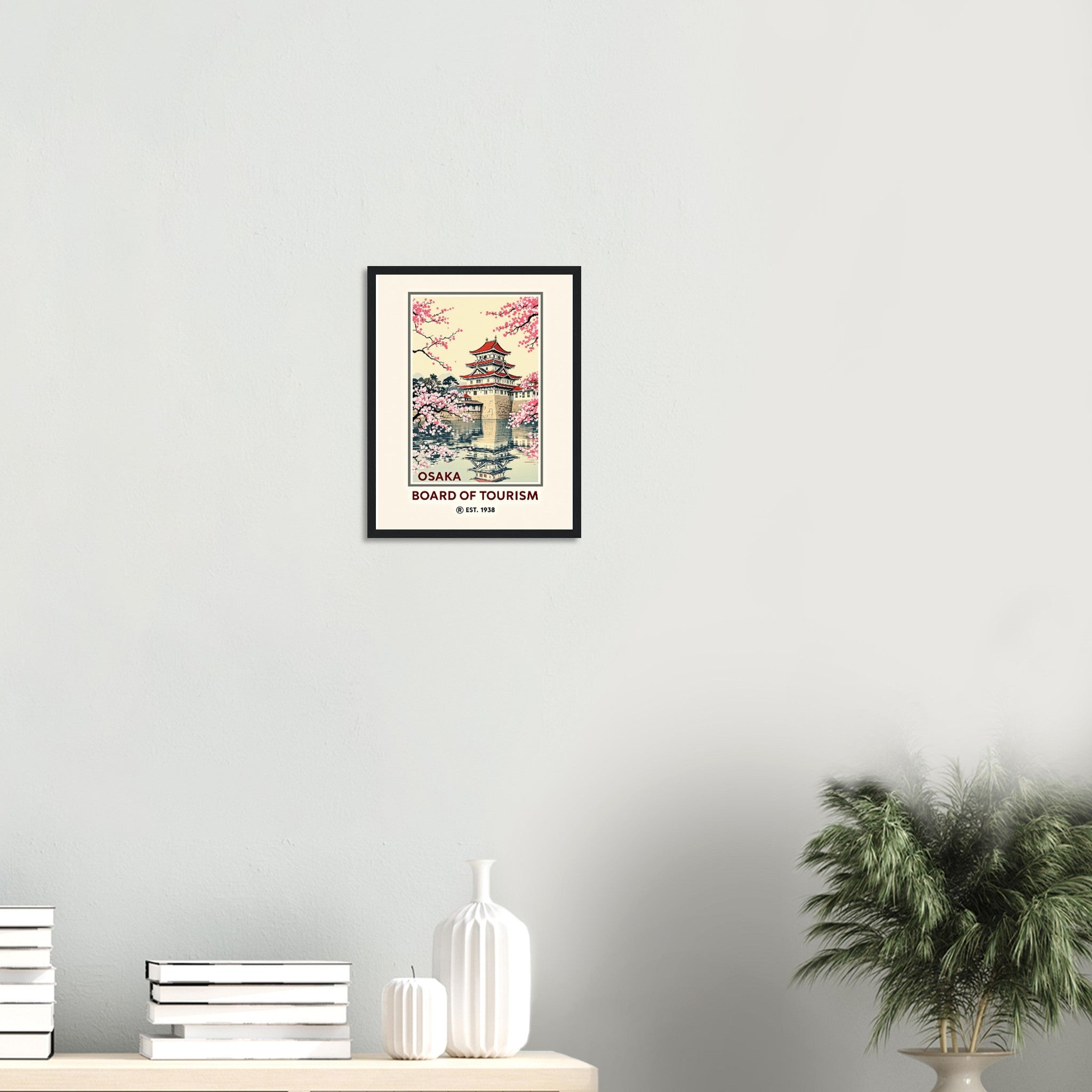 Osaka Vintage Travel Poster Framed Art Print — detail view | Wild Thread Co