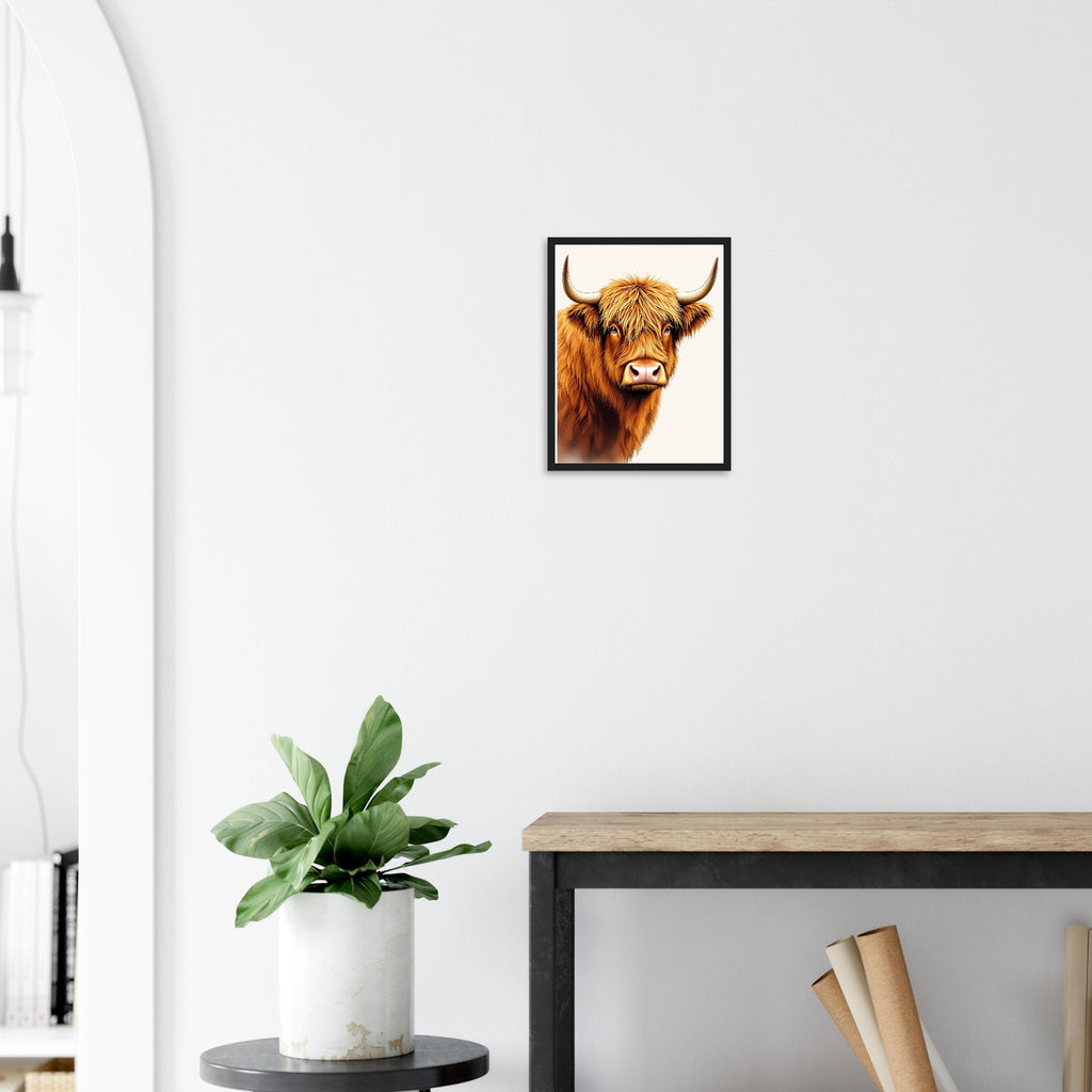 Highland Cattle Portrait Framed Print Wall Art Ready to Hang UK Framed Art Print — detail view | Wild Thread Co