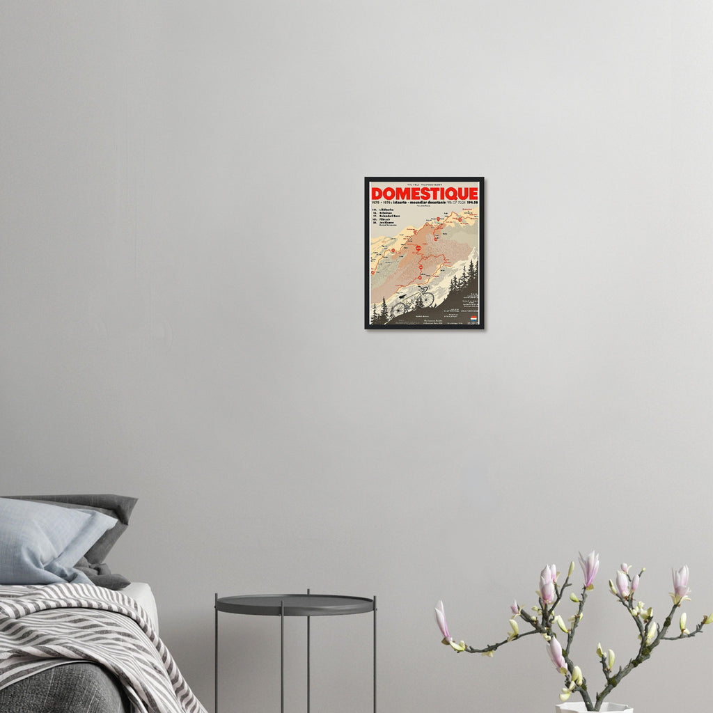 Retro Cycling Domestique Framed Print Wall Art Ready to Hang UK Framed Art Print — detail view | Wild Thread Co