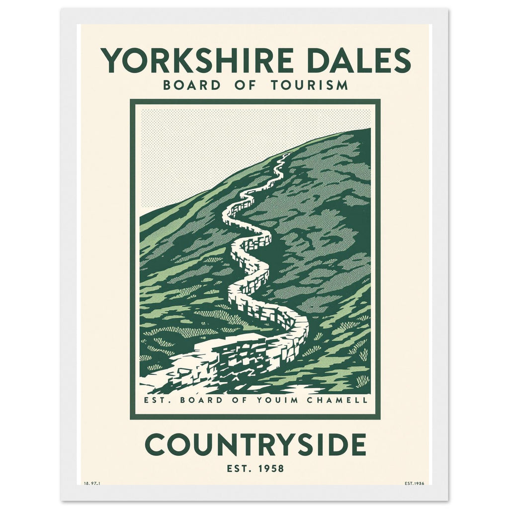 Yorkshire Dales Vintage Travel Poster Framed Art Print — detail view | Wild Thread Co