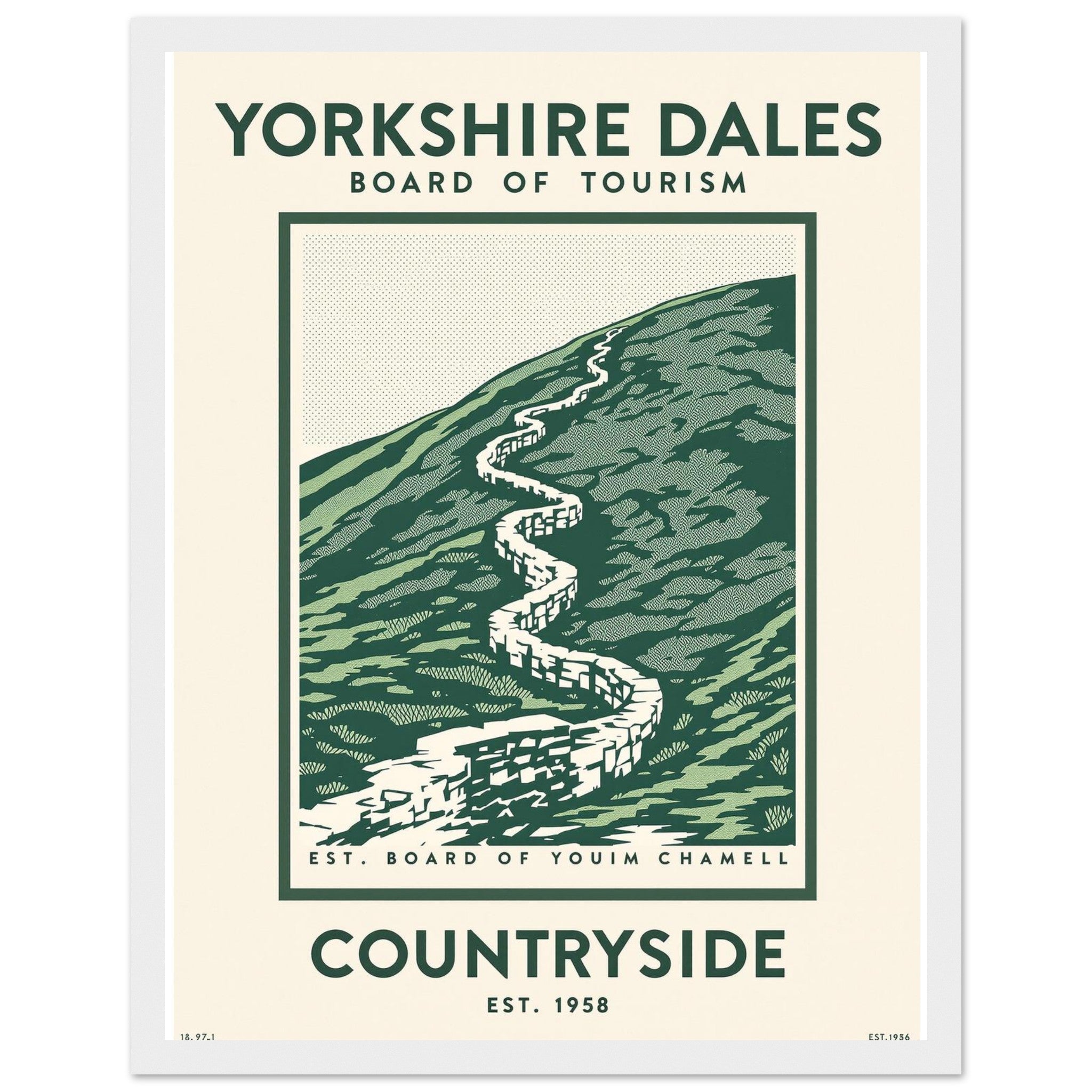 Yorkshire Dales Vintage Travel Poster Framed Art Print — detail view | Wild Thread Co