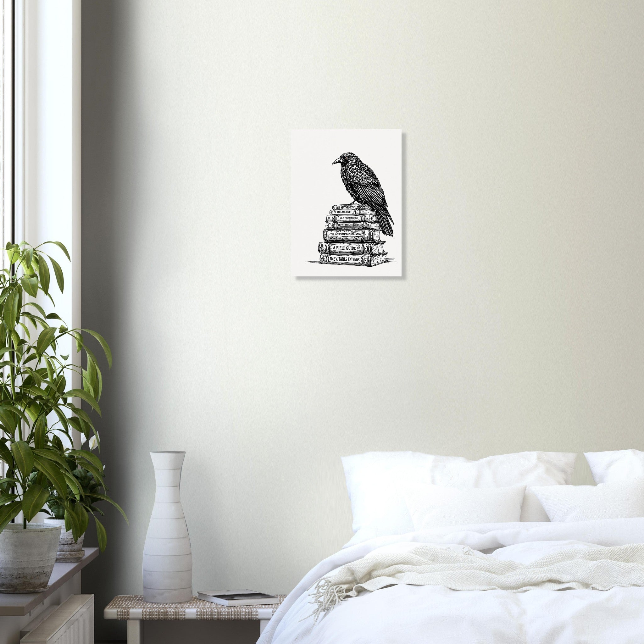 Dark Academia Raven Library Art Print Art Print — detail view | Wild Thread Co