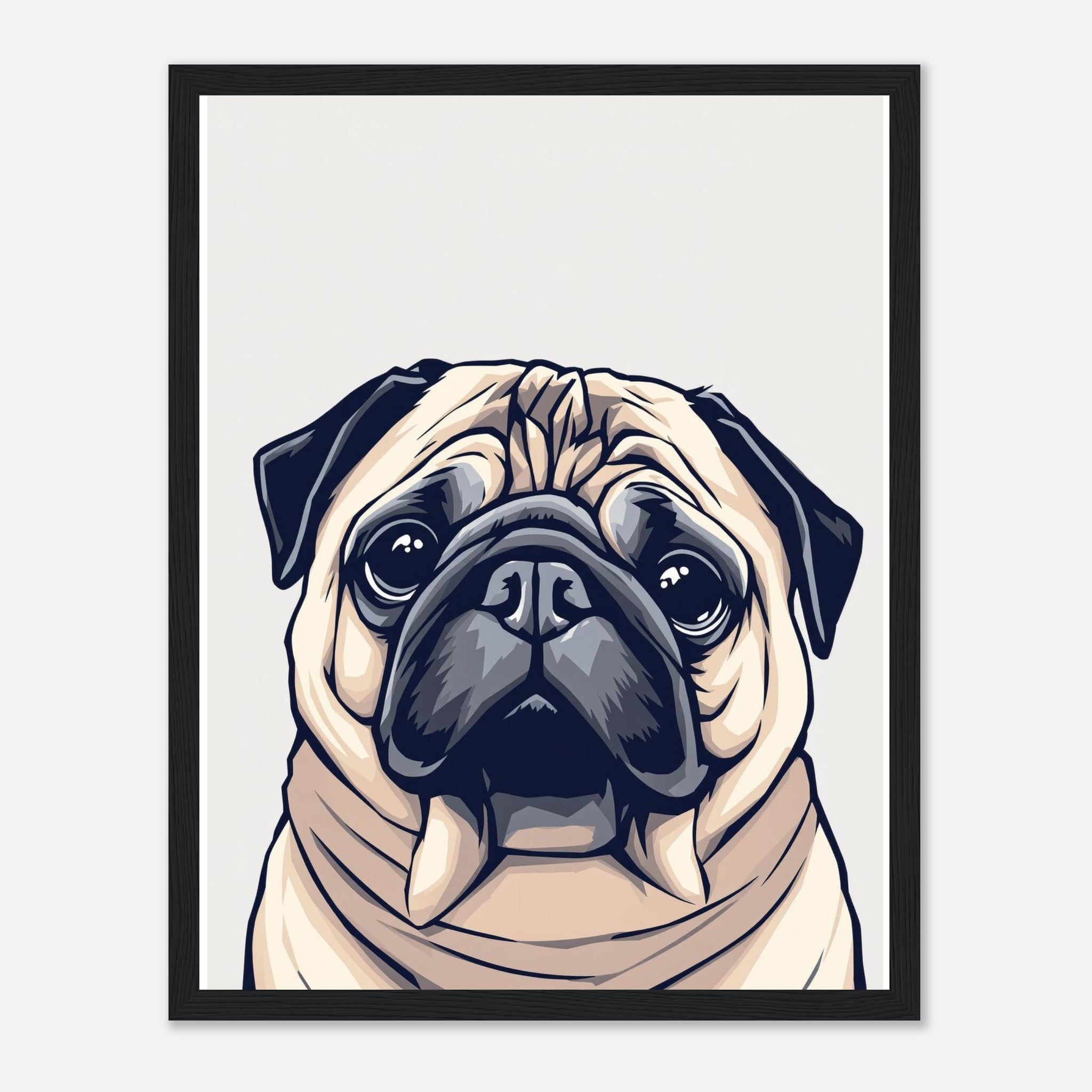 Pug Life Art Framed Print Wall Art Ready to Hang UK Framed Art Print — detail view | Wild Thread Co
