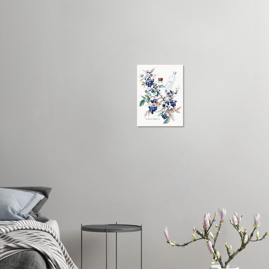 Sloe Gin A1 Blackthorn Berry Frost Art UK Art Print Poster Wall Art UK UK Gift Art Print — detail view | Wild Thread Co