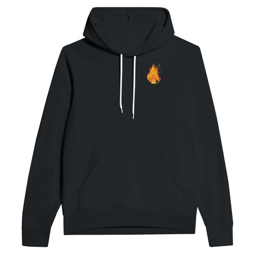 Bonfire Night Village Fire Hoodie — detail view | Wild Thread Co