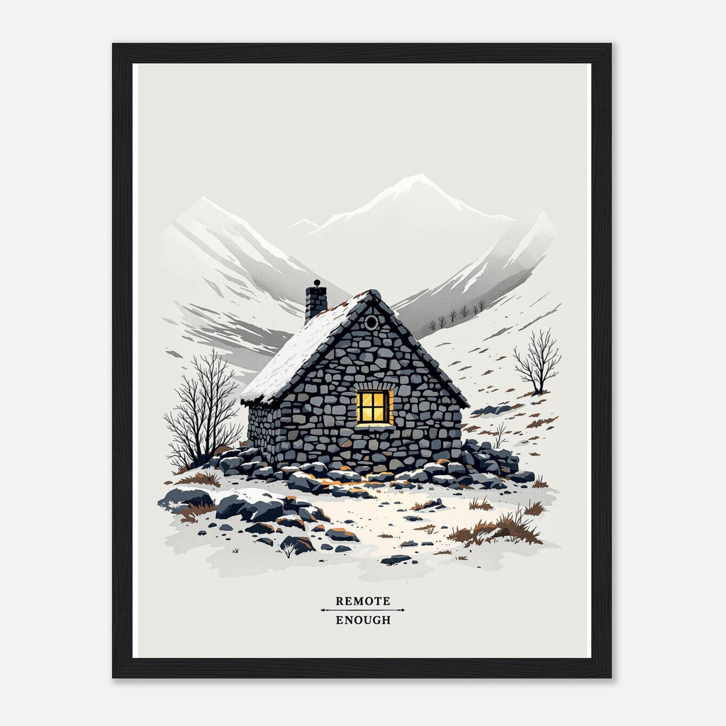 Mountain Bothy Framed Print Wall Art Ready to Hang UK Framed Art Print — detail view | Wild Thread Co