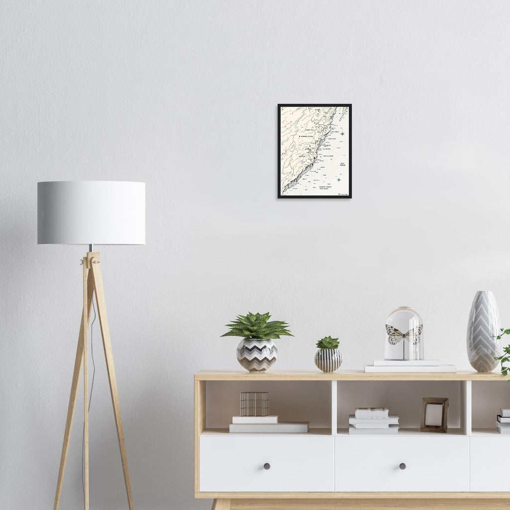 Gorpcore Coastal Walking Framed Print Wall Art Ready to Hang UK Framed Art Print — detail view | Wild Thread Co