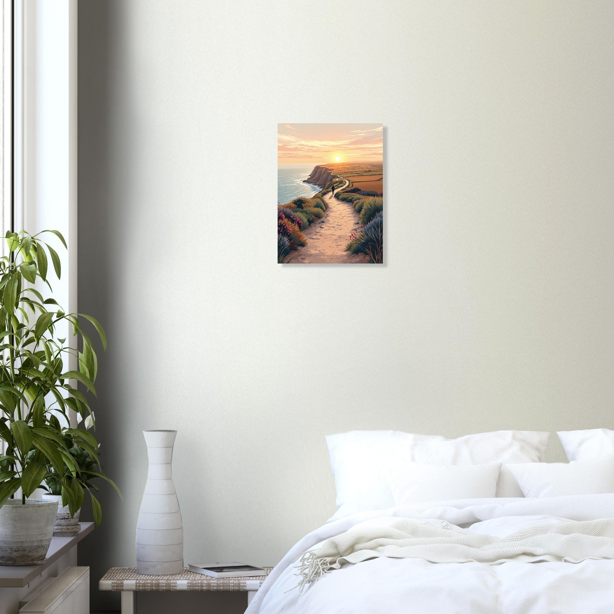 Coastal Path Dawn Walker Art Art Print Poster Wall Art UK — Art Print | Wild Thread Co