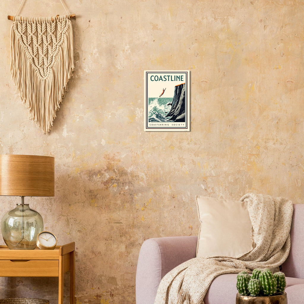 Coastline Vintage Travel Poster Art Print — detail view | Wild Thread Co