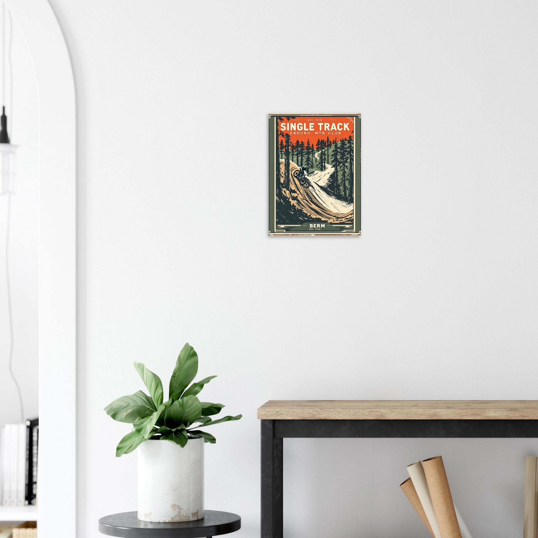 Single Track Vintage Travel Poster Art Print — detail view | Wild Thread Co