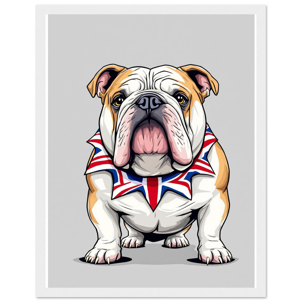 Bulldog Art Framed Print Wall Art Ready to Hang UK Framed Art Print — detail view | Wild Thread Co
